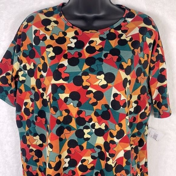 LuLaRoe Disney Mickey Mouse Irma NWT Beautiful Orange Greens/Teal Red Black XS - Picture 2 of 16